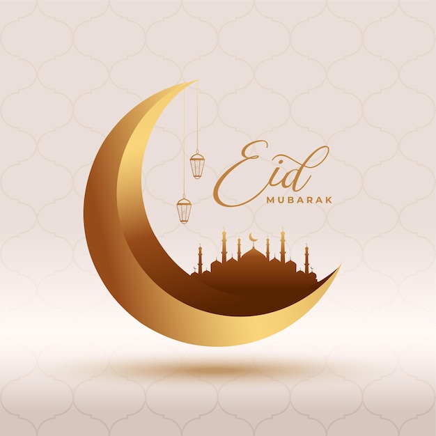 Tarjeta eid mubarak 3d hermoso diseño