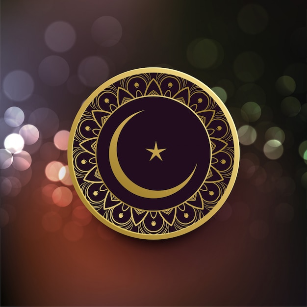 Vector gratuito tarjeta eid mubarak con decoración de luna y estrella.