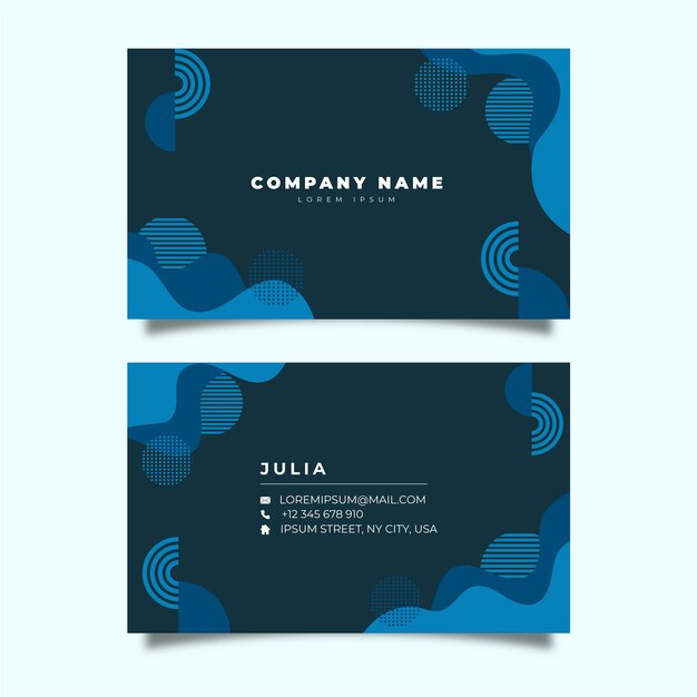 Tarjeta de empresa con formas geométricas azules clásicas