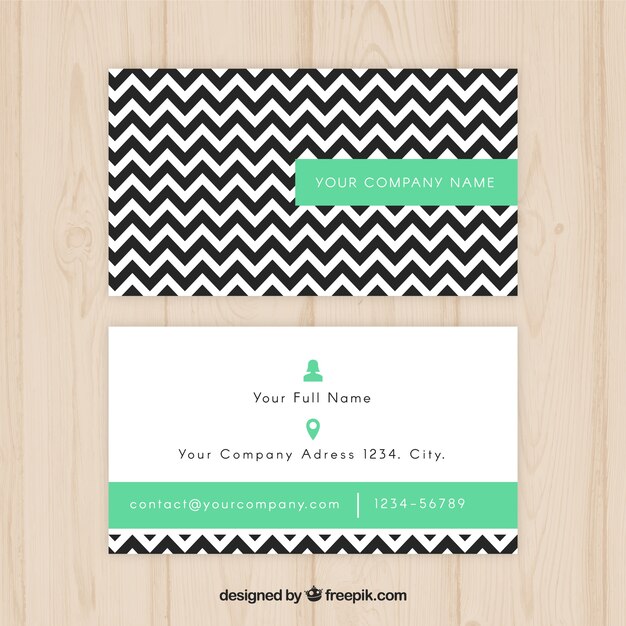 Tarjeta de empresa con líneas negras zig-zag