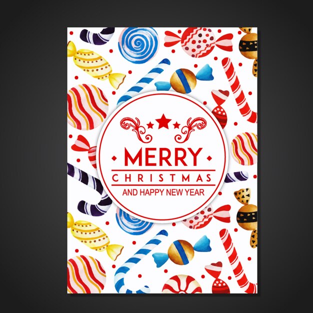 Tarjeta de felicitación de acuarela de Navidad