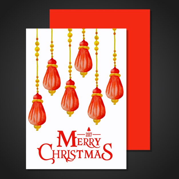 Tarjeta de felicitación de acuarela de Navidad