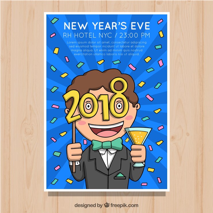 Vector gratuito tarjeta de felicitación de año nuevo 2018
