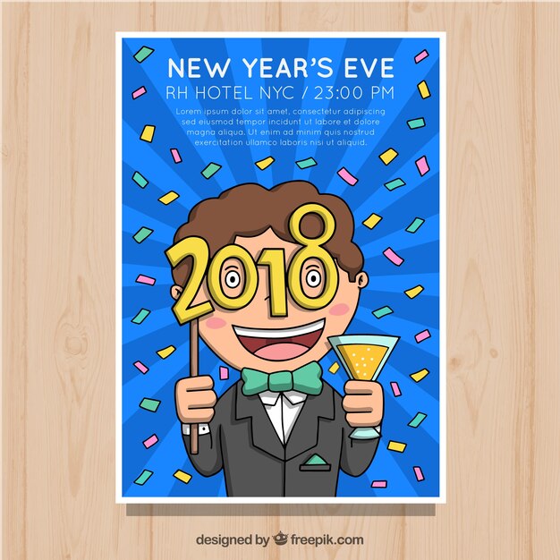 Tarjeta de felicitación de año nuevo 2018