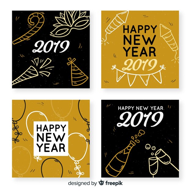 Tarjeta de felicitación de año nuevo 2019