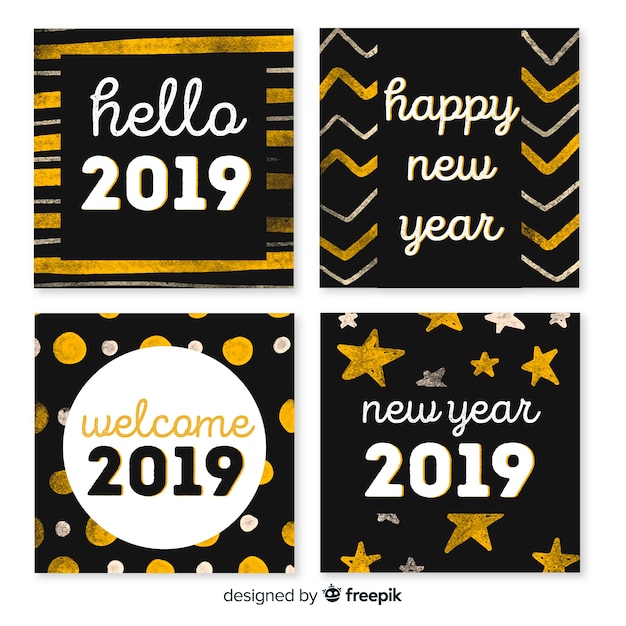 Tarjeta de felicitación de año nuevo 2019