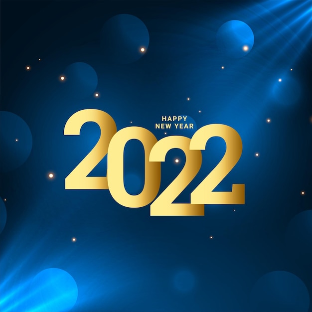 Vector gratuito tarjeta de felicitación de año nuevo 2022 realista con efecto de luz azul