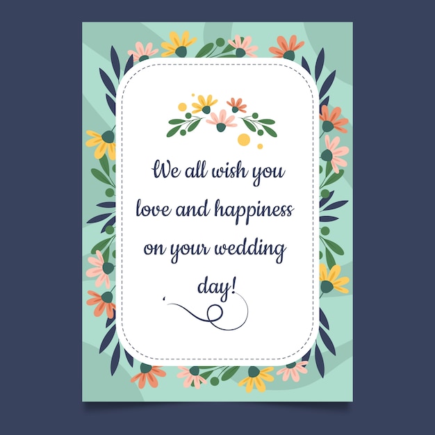 Tarjeta de felicitación de boda dibujada a mano