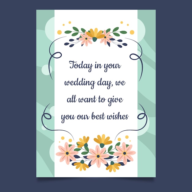 Tarjeta de felicitación de boda dibujada a mano