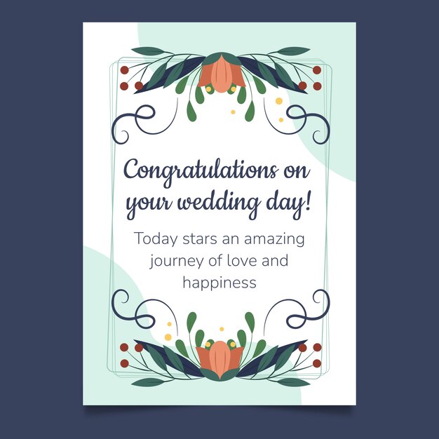Tarjeta de felicitación de boda dibujada a mano