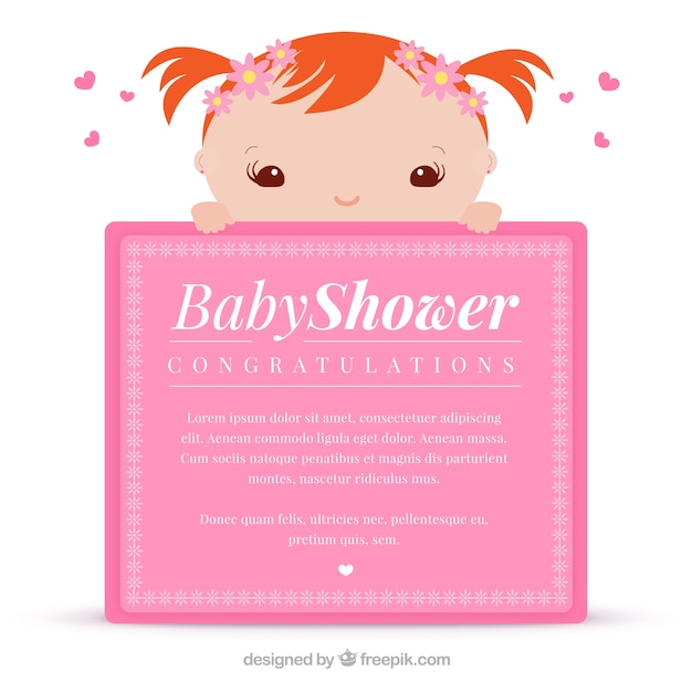 Vector gratuito tarjeta de felicitación de color rosa para bienvenida del bebé