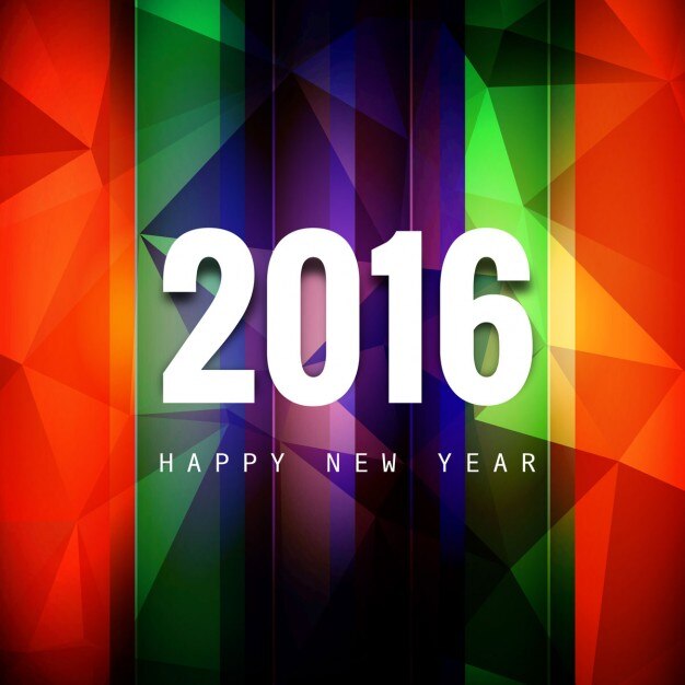 Tarjeta de felicitación colorida estilosa de año nuevo 2016