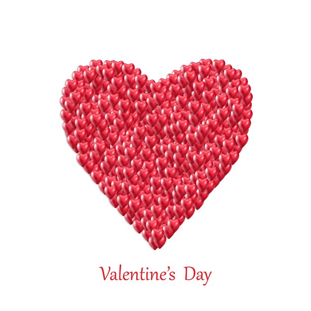 Tarjeta de felicitación del corazón de San Valentín. Símbolo de amor aislado en blanco. Ilustración vectorial