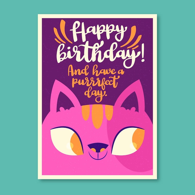 Tarjeta de felicitación de cumpleaños plana orgánica con letras