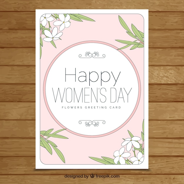 Vector gratuito tarjeta de felicitación con decoración floral para el día de la mujer