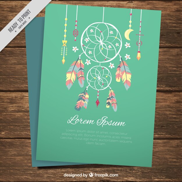 Tarjeta de felicitación decorativa con atrapasueños étnico