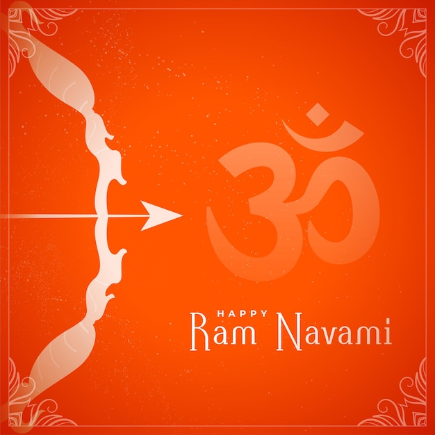 Vector gratuito tarjeta de felicitación decorativa del festival hindú shree ram navami con arco y flecha