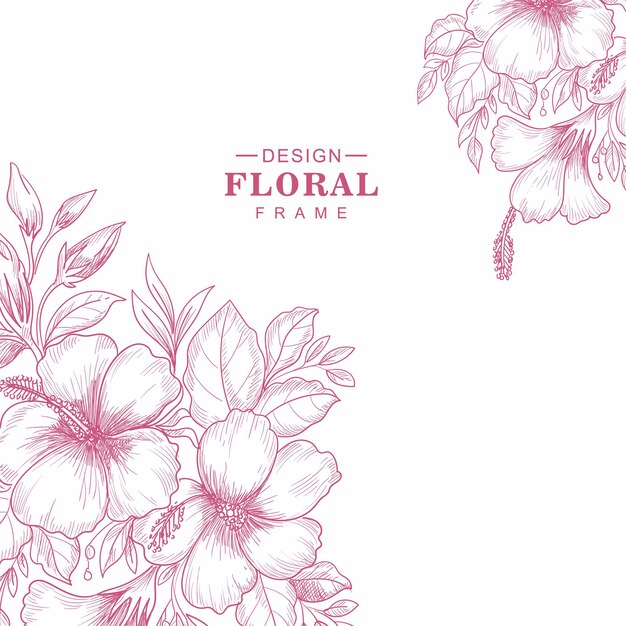 Tarjeta de felicitación decorativa floral marco dibujo fondo