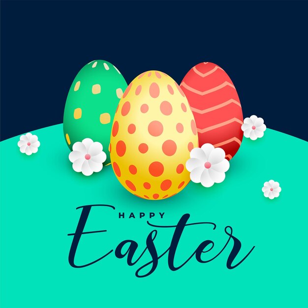 Tarjeta de felicitación de deseos de Pascua con diseño de huevos realistas
