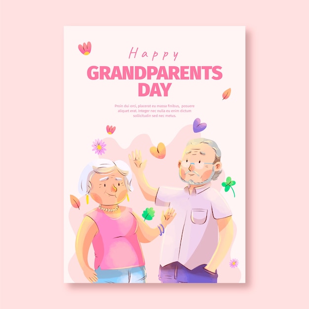 Tarjeta de felicitación del día de los abuelos en acuarela