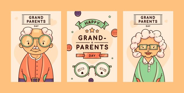 Tarjeta de felicitación del día de los abuelos dibujada a mano