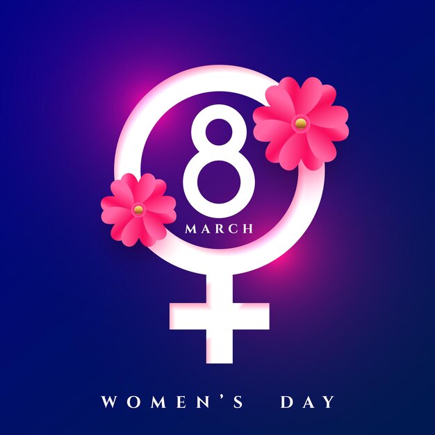 Tarjeta de felicitación del Día Internacional de la Mujer del 8 de marzo con signo de género
