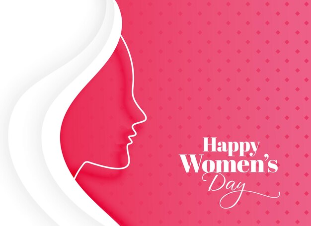 tarjeta de felicitación del día internacional de la mujer con diseño de cara de arte de línea