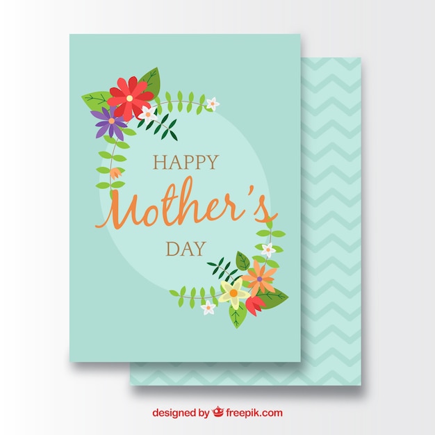 Vector gratuito tarjeta de felicitación del día de la madre con flores decorativas