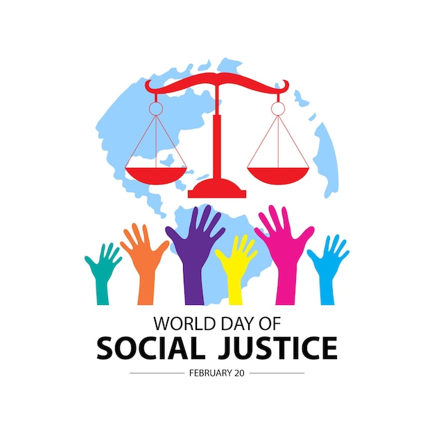Tarjeta de felicitación día mundial de la justicia social. Vector Premium 