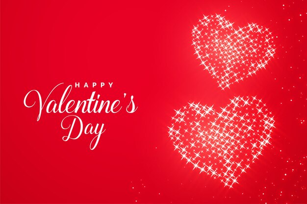 Tarjeta de felicitación del día de San Valentín corazón rojo brillo romántico