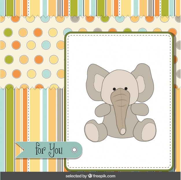 Vector gratuito tarjeta de felicitación con elefante lindo