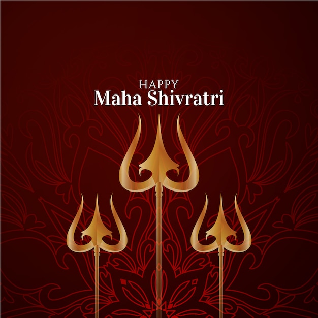 Tarjeta de felicitación elegante decorativa Maha Shivratri con trishool