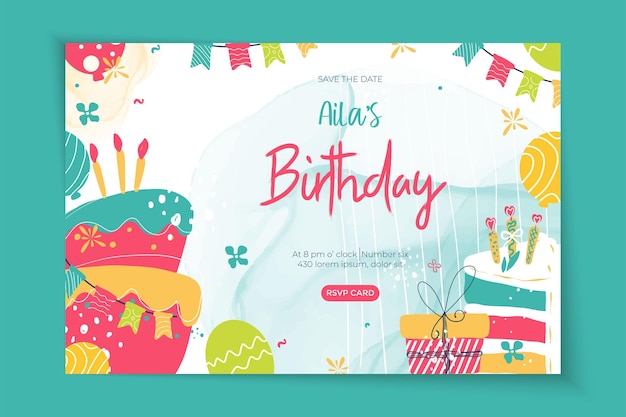 Vector gratuito tarjeta de felicitación de feliz cumpleaños un hermoso pastel de cumpleaños con velas