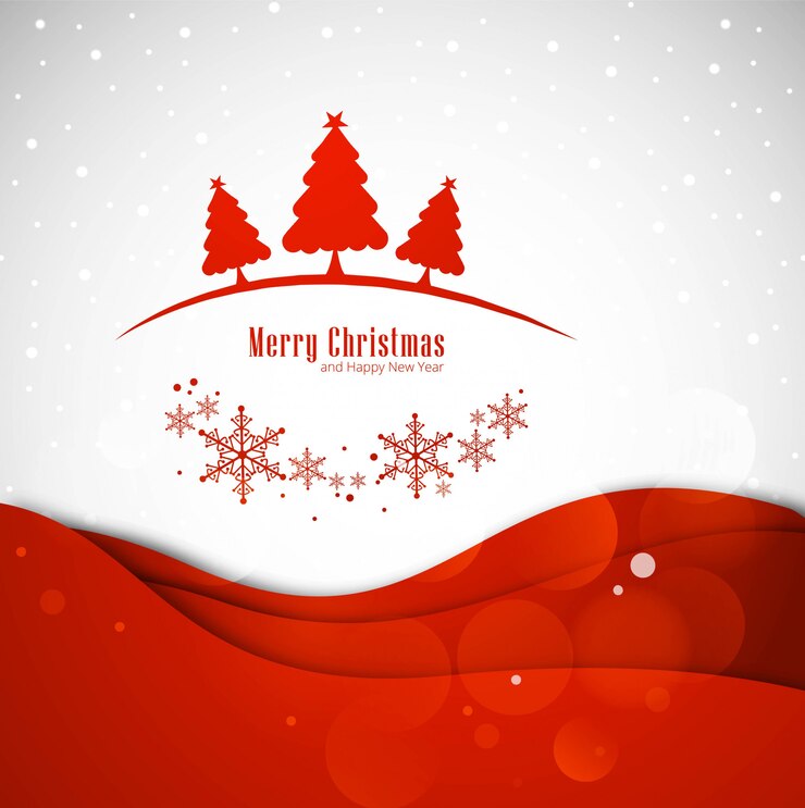 Vector gratuito tarjeta de felicitación de la feliz navidad con el ejemplo del fondo del árbol de navidad