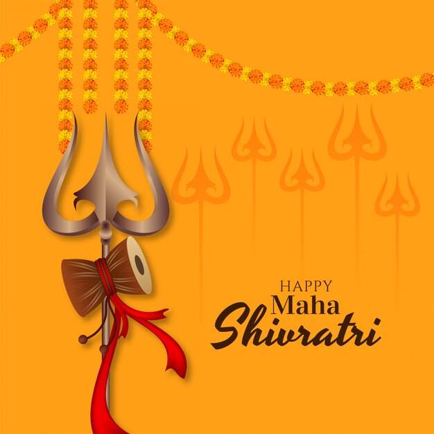 Tarjeta de felicitación del festival indio Maha shivratri con trishul