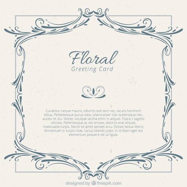 Tarjeta de felicitación floral elegante en estilo vintage