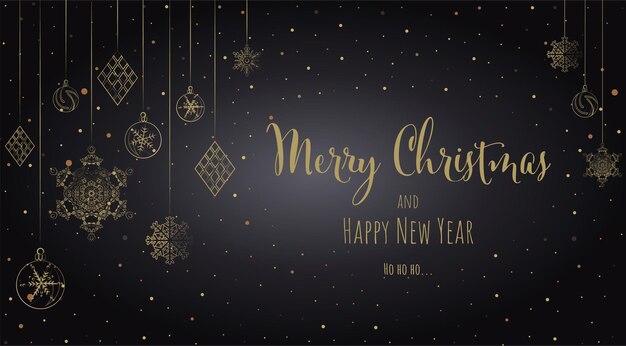 Tarjeta de felicitación de fondo de Navidad y año nuevo blac ilustración vectorial