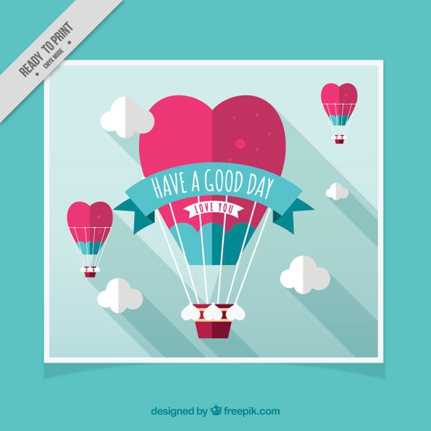 Vector gratuito tarjeta de felicitación con globos de corazones