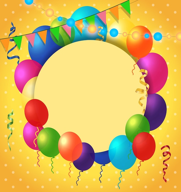 Tarjeta de felicitación, globos, patrón de puntos