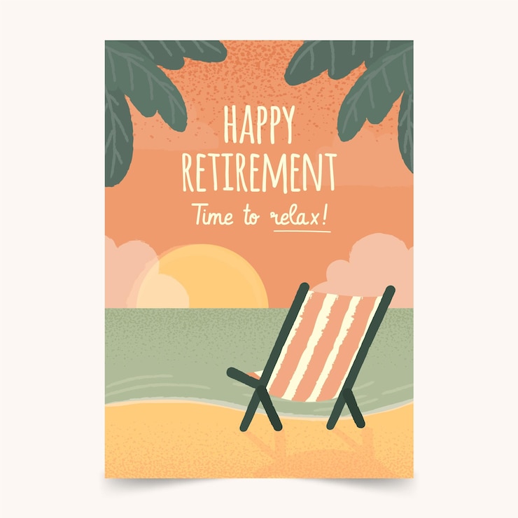 Vector gratuito tarjeta de felicitación de jubilación creativa dibujada a mano