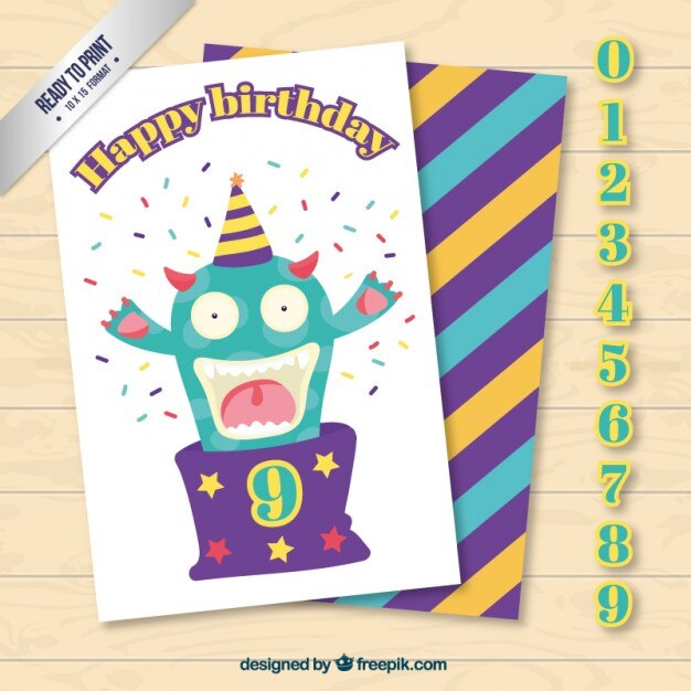 Tarjeta de felicitación de monstruo feliz