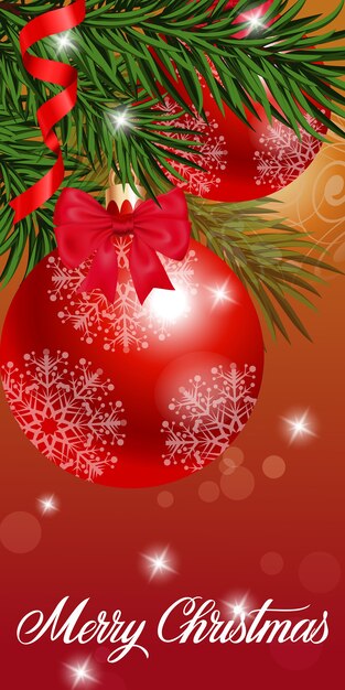 Tarjeta de felicitación de Navidad con adornos