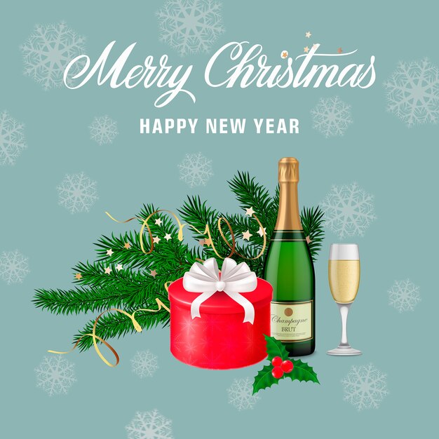 Tarjeta de felicitación de Navidad y Año Nuevo