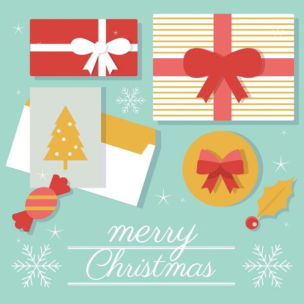 Tarjeta de felicitación de navidad con elementos