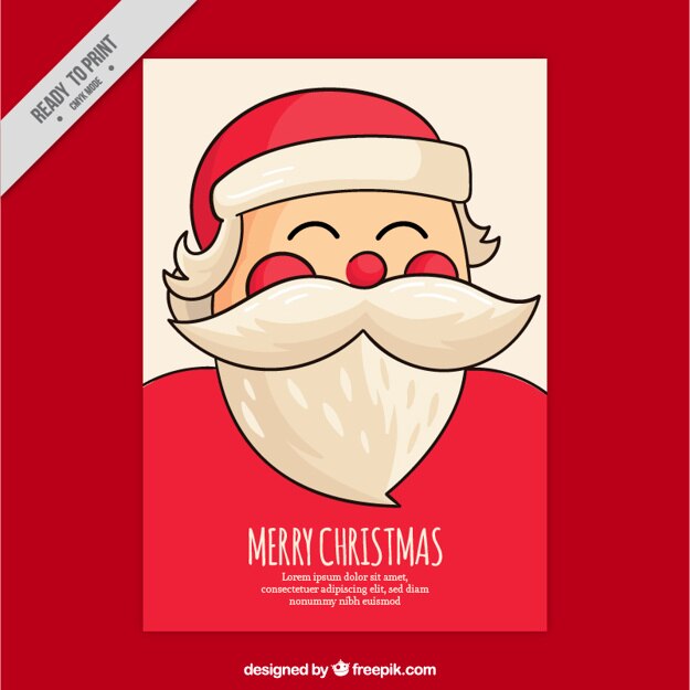 Tarjeta de felicitación de navidad impresionante con papá noel sonriente