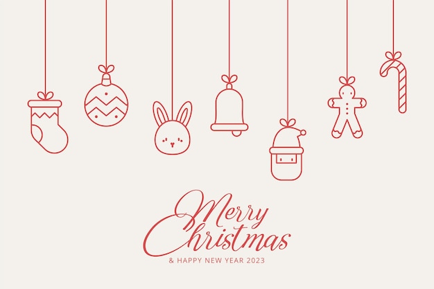 Vector gratuito tarjeta de felicitación de navidad con lindos iconos de navidad