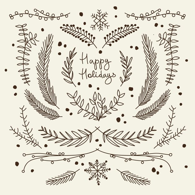 tarjeta de felicitación de navidad monocromo con ramas