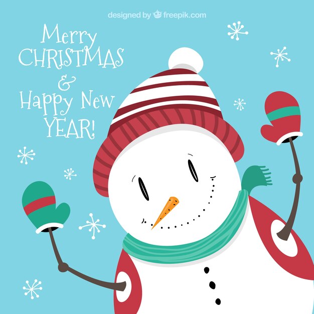 Tarjeta de felicitación de navidad de un muñeco de nieve