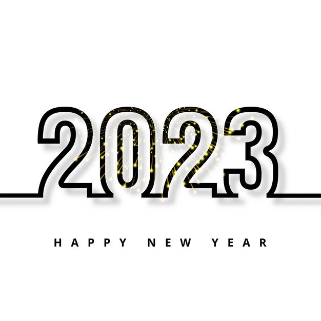 Tarjeta de felicitación navideña para feliz año nuevo 2023 fondo brillante