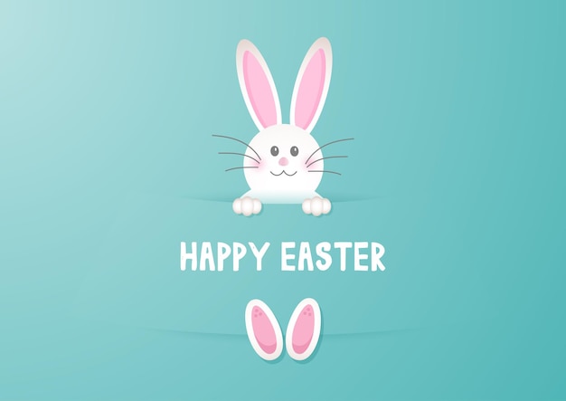 Tarjeta de felicitación de Pascua feliz con lindo diseño de conejito